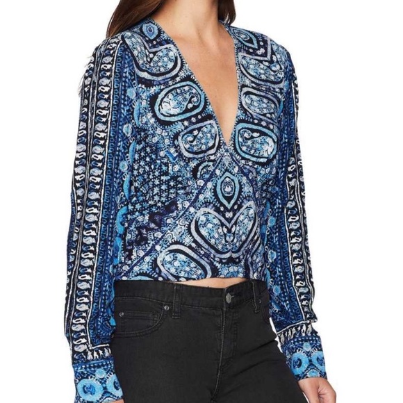 Free People Wild & Free Long Sleeve Blouse - NWOT!!women’s top tops crop cropped - Picture 3 of 9